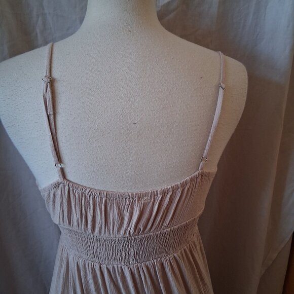 bluebell womens tan midi dress with adjustable straps. tie in front MEDIUM - Picture 5 of 6